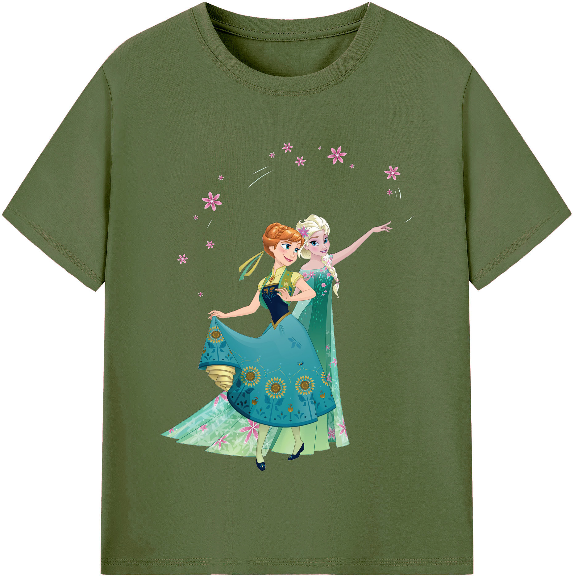 （画像用） アナと雪の女王 アンナ エルサ Frozen Anna Elsa 綿100％半袖Tシャツ（フロントプリント）